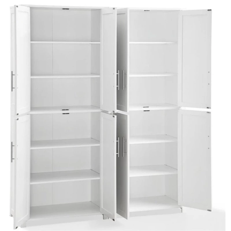 Bowery Hill Tall Wooden Shaker Pantry In White (Set Of 2) Finish 3 Bowery Hill Tall Wooden Shaker Pantry In White (Set Of 2) Finish - Image 3