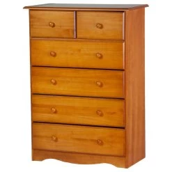 100% Solid Wood 4+2 Or 6-Drawer Chest, Honey Pine