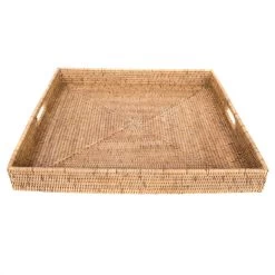 Artifacts Rattan™ Square Ottoman Tray With Cutout Handles, Honey Brown, 20"x20" -High End Kitchen 6391d7a10b2c1d6c 1849 w800 h800 b1 p0