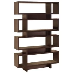 Coaster 4 Tier Contemporary Open Back Bookcase In Cappuccino