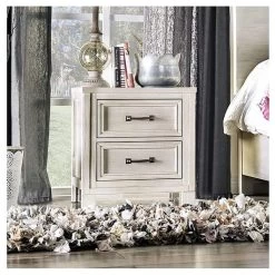 Transitional Nightstand, 2 Storage Drawers And USB Charging Port, Antique White -High End Kitchen 66d142500128d4a9 2569 w800 h800 b1 p0