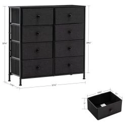 8 Fabric Drawers Steel Frame Double Dresser, Black -High End Kitchen 67a1b67900658c3d 8542 w800 h800 b1 p0