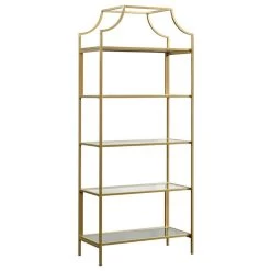 Sauder International Lux Metal 5 Shelf Bookcase In Satin Gold Finish