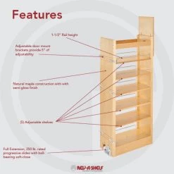 Wood Tall Cabinet Pull Out Pantry Organizer With Soft Close, 11" -High End Kitchen 6b9103a20fb3f49c 8041 w800 h800 b0 p0