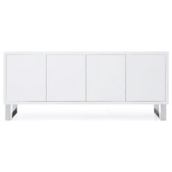 70.6" Modern Neve Buffet White Lacquer Polished Stainless Steel Legs