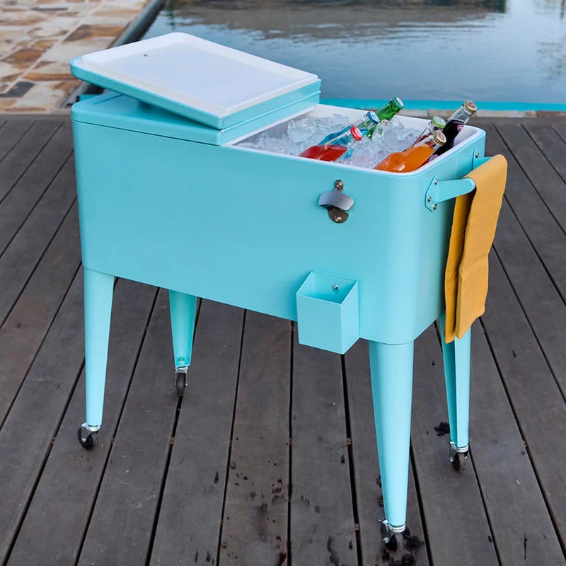 Permasteel 80 Quart Portable Rolling Patio Cooler, Turquoise 2 Permasteel 80 Quart Portable Rolling Patio Cooler, Turquoise - Image 2