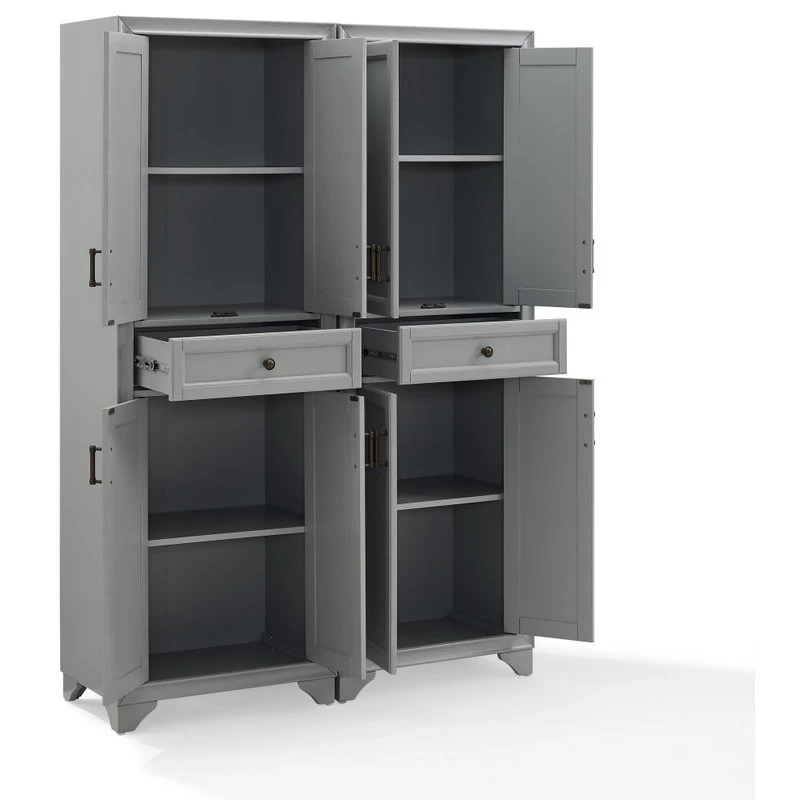 Crosley Tara 2-Piece Pantry Set, Distressed Gray 2 Pantries 4 Crosley Tara 2-Piece Pantry Set, Distressed Gray 2 Pantries - Image 4