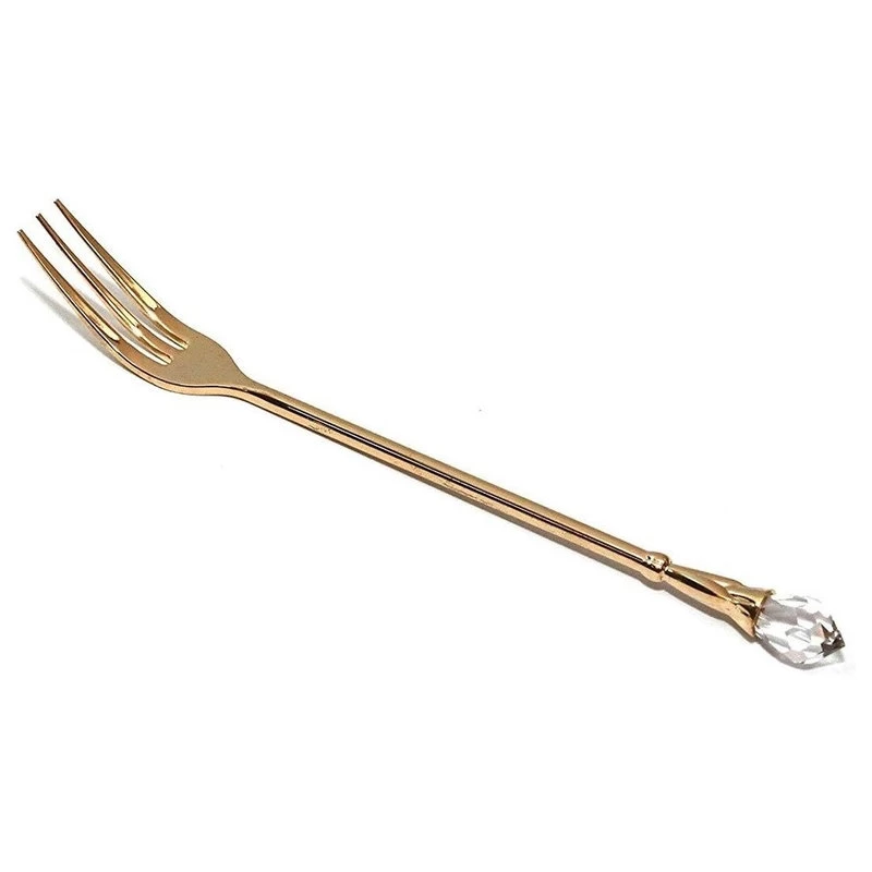 Royal 6pc 24K Gold Demi Forks Dessert Flatware Set With White Swarovski Stone 2 Royal 6pc 24K Gold Demi Forks Dessert Flatware Set With White Swarovski Stone - Image 2