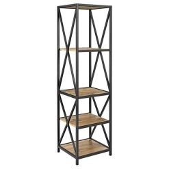 Walker Edison 61" Metal X Wood Bookshelf - Barnwood