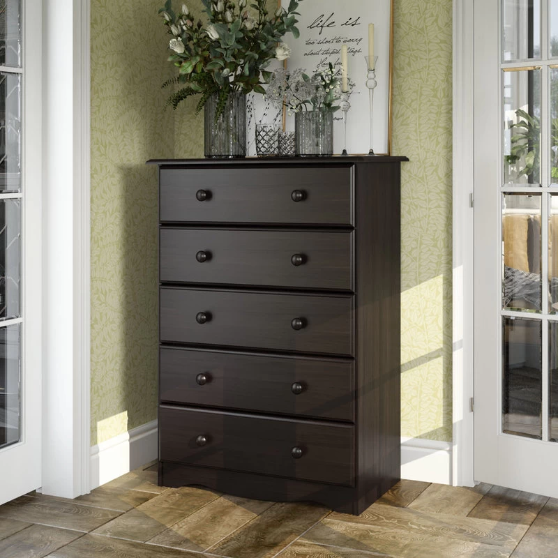 100% Solid Wood 5-Drawer Chest, Java 2 100% Solid Wood 5-Drawer Chest, Java - Image 2