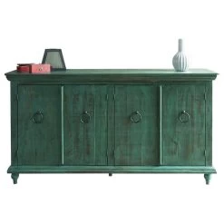 Macao Collection Rustic Solid Wood Sideboard, Living Room Console With 4-Doors