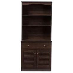 Agni Modern/Contemporary Dark Brown Buffet And Hutch Kitchen Cabinet