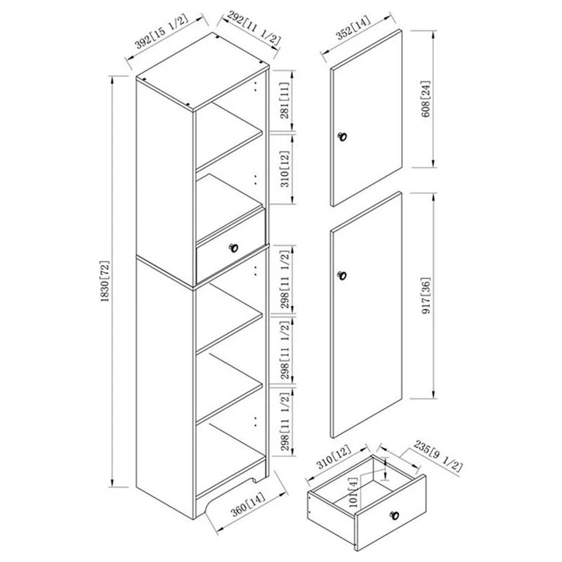Bowery Hill Contemporary Wood 1-Drawer Pantry In Vintage Walnut 5 Bowery Hill Contemporary Wood 1-Drawer Pantry In Vintage Walnut - Image 5