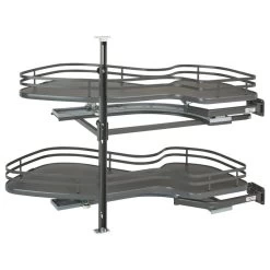 Solid Surface 2-Shelf Blind Corner Organizer For Blind Left Cabinet, Gray, 33"