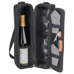 Sunset Wine Carrier For Two, Black/Gingham