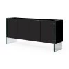 Modern Art Buffet Black Lacquer Cabinets Tempered Glass Base