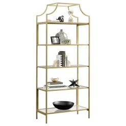 Sauder International Lux Metal 5 Shelf Bookcase In Satin Gold Finish -High End Kitchen 7f01bc470f152391 5312 w800 h800 b1 p0