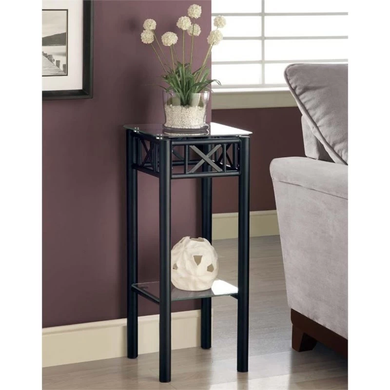 Accent Table Side End Plant Stand Square Living Room Bedroom Metal Black 2 Accent Table Side End Plant Stand Square Living Room Bedroom Metal Black - Image 2