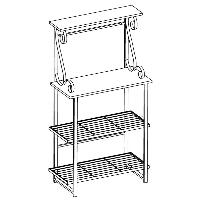 Kalamazoo 4 Tier Free Standing Kitchen Bakers Rack, Pewter Metal/Black Wood 4 Kalamazoo 4 Tier Free Standing Kitchen Bakers Rack, Pewter Metal/Black Wood - Image 4