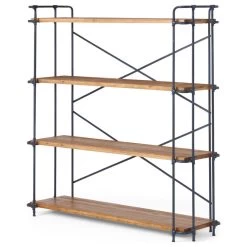 Mercia Industrial 4 Shelf Firwood Bookcase, Antique Brown
