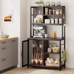 Tribesigns Bakers Rack Hutch, Kitchen Rack With Wine Cabinet And Glass Holder -High End Kitchen 89012b1303ef31fd 8528 w800 h800 b0 p0