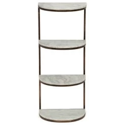 Greycliff Modern Glam Handcrafted Marble Half Round Etagere Bookcase