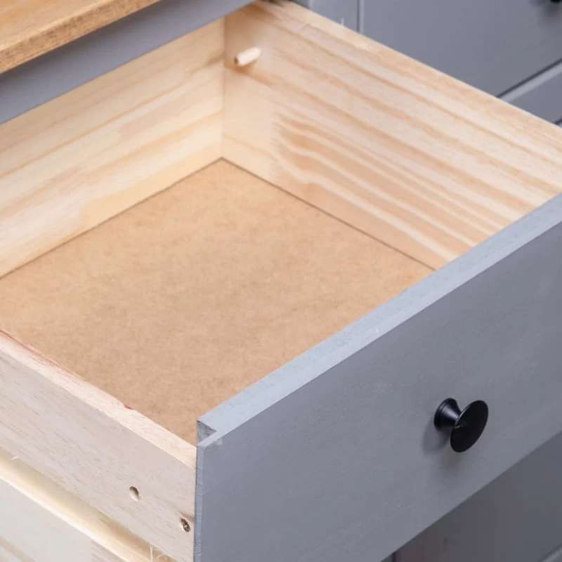 VidaXL Solid Wood Pine Sideboard Gray Panama Range Storage Cabinet Furniture 10 VidaXL Solid Wood Pine Sideboard Gray Panama Range Storage Cabinet Furniture - Image 10