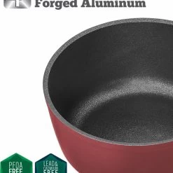 Saflon Titanium Nonstick Sauce Pan With Glass Lid, PFOA Free, Red, 2-Quart -High End Kitchen 8e81043d0b32a426 2642 w800 h800 b0 p0