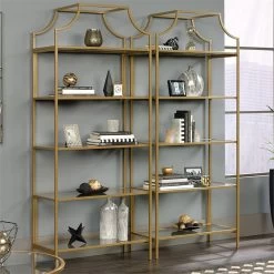 Sauder International Lux Metal 5 Shelf Bookcase In Satin Gold Finish -High End Kitchen 8f01c0510f152393 5312 w800 h800 b0 p0