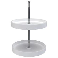 Polymer Full-Circle 2-Shelf Lazy Susan For Corner Wall Cabinet, White, 18"W