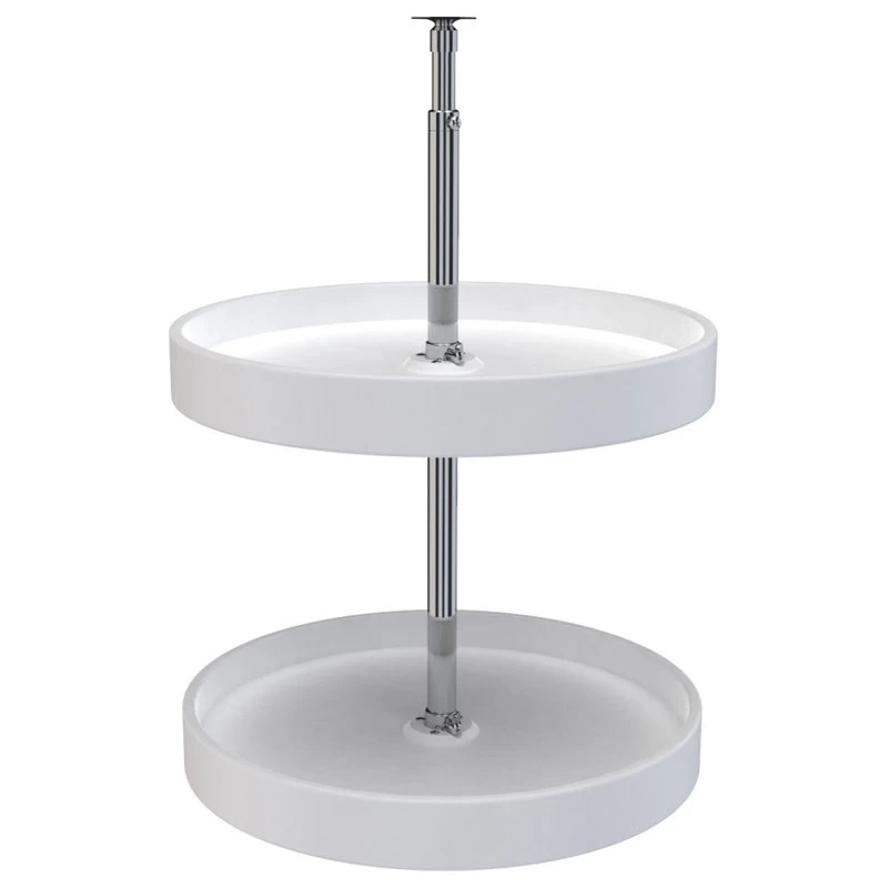 Polymer Full-Circle 2-Shelf Lazy Susan For Corner Wall Cabinet, White, 18"W 1 Polymer Full-Circle 2-Shelf Lazy Susan For Corner Wall Cabinet, White, 18"W