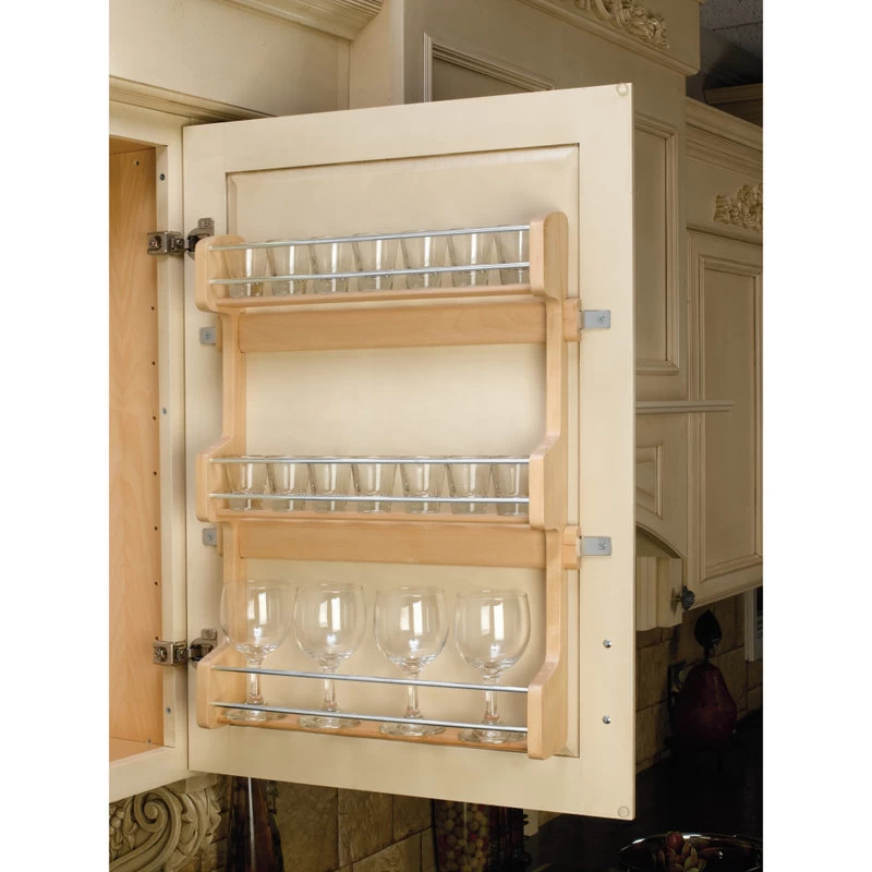 Wood Wall Cabinet Spice Rack Organizer, 16.5" 2 Wood Wall Cabinet Spice Rack Organizer, 16.5" - Image 2