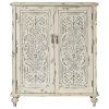 Accentrics Home Two Door Fleur De Lis Accent Chest With White DS-P017017A