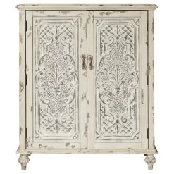 Accentrics Home Two Door Fleur De Lis Accent Chest With White DS-P017017A