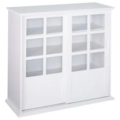 Brecker Sliding Door China Curio Cabinet With Adjustable Storage, White