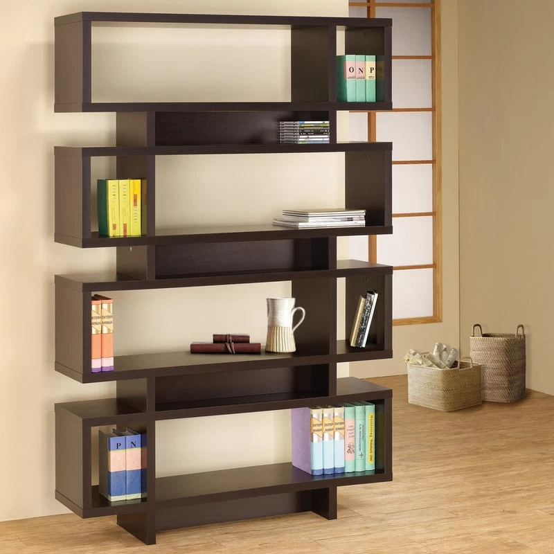 Coaster 4 Tier Contemporary Open Back Bookcase In Cappuccino 2 Coaster 4 Tier Contemporary Open Back Bookcase In Cappuccino - Image 2