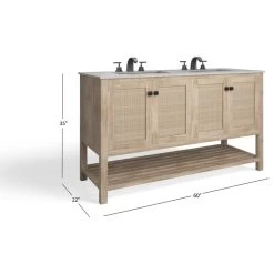 The Kerry Bathroom Vanity, Double Sink, 60", Natural, Freestanding -High End Kitchen 9a31321a03d99bcc 7519 w800 h800 b1 p0