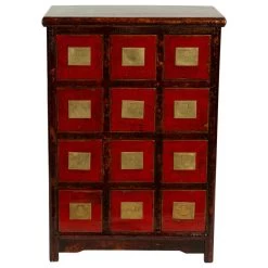 Chinese Traditional Medicine Apothecary Cabinet W/ Recessed Pulls