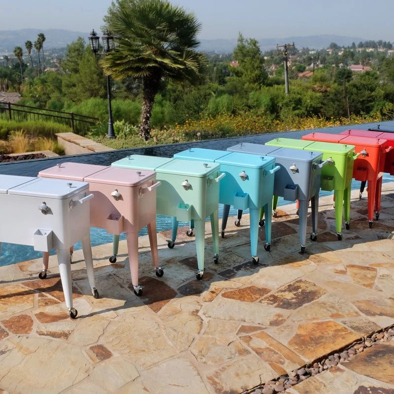 Permasteel 80 Quart Portable Rolling Patio Cooler, Turquoise 9 Permasteel 80 Quart Portable Rolling Patio Cooler, Turquoise - Image 9