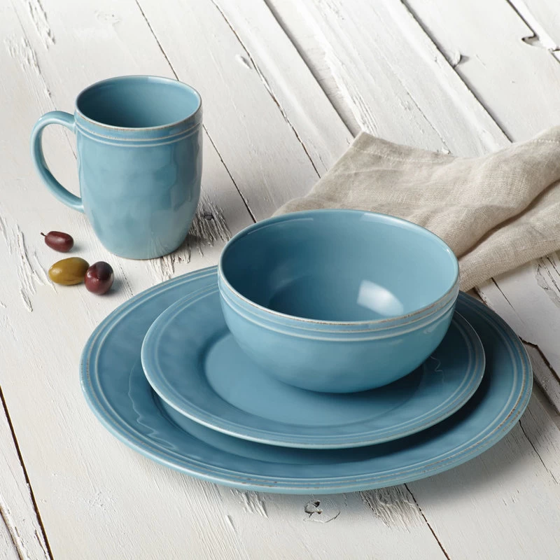 Cucina Dinnerware 16-Piece Stoneware Dinnerware Set, Agave Blue 3 Cucina Dinnerware 16-Piece Stoneware Dinnerware Set, Agave Blue - Image 3