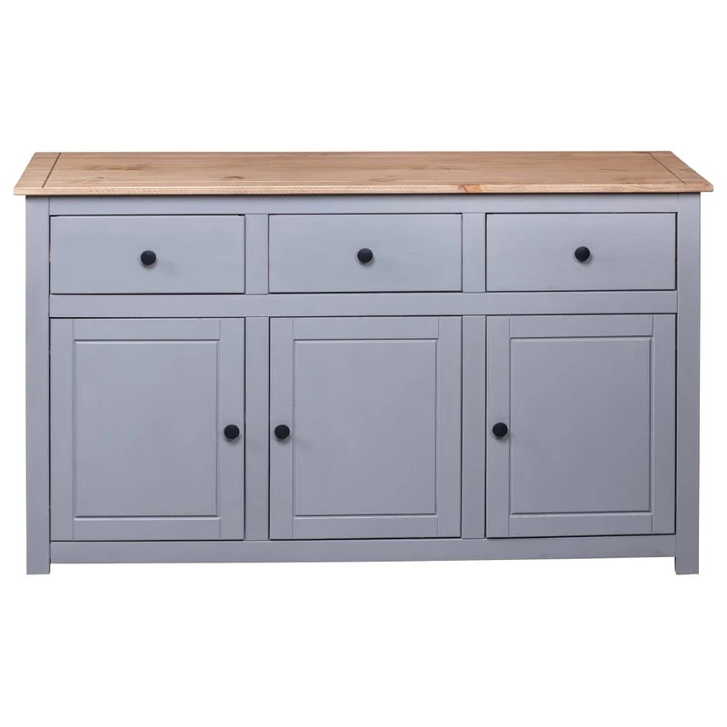 VidaXL Solid Wood Pine Sideboard Gray Panama Range Storage Cabinet Furniture 6 VidaXL Solid Wood Pine Sideboard Gray Panama Range Storage Cabinet Furniture - Image 6