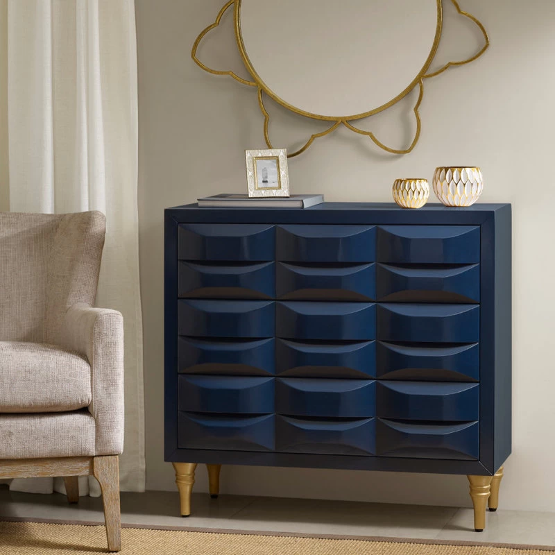 Madison Park Rubrix 3-Drawer Chest, Navy 2 Madison Park Rubrix 3-Drawer Chest, Navy - Image 2