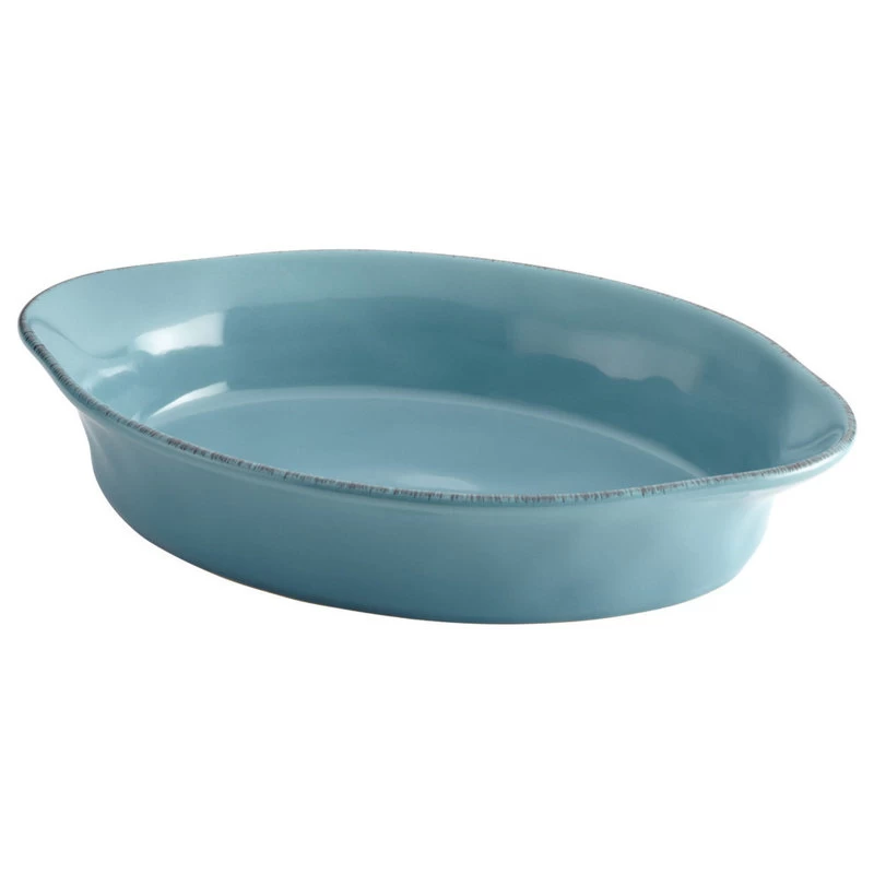 Cucina Stoneware 2-Quart Oval Baker, Agave Blue 1 Cucina Stoneware 2-Quart Oval Baker, Agave Blue