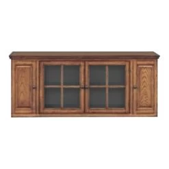 Leick Furniture 62" TV Stand With Wood Storage In Burnished Oak Finish