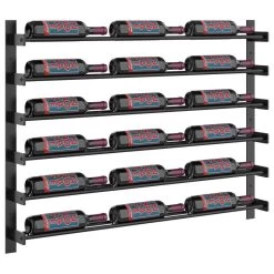 Evolution Wine Wall 30" Wall Mounted Metal Wine Rack, Matte Black, 18 Bottles