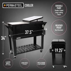Permasteel 80 Quart Portable Rolling Patio Cooler, Black -High End Kitchen adc1f71f00c8d587 4603 w800 h800 b0 p0