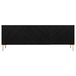 70.9" Black Buffet Sideboard Table With Gold Legs And 3 Doors, Black
