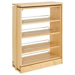 Wood Base Filler Pull Out Organizer For New Kitchen Applications, 9"