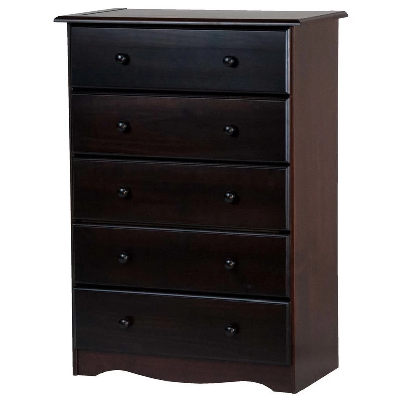 100% Solid Wood 5-Drawer Chest, Java 1 100% Solid Wood 5-Drawer Chest, Java