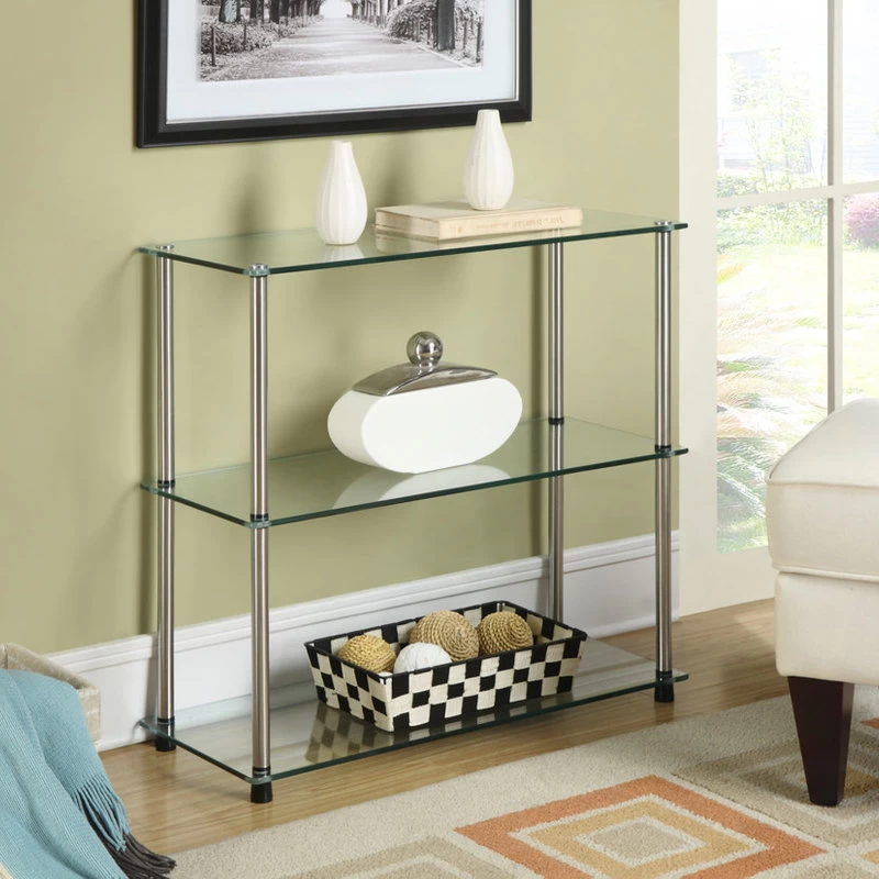 Convenience Concepts Designs2Go Classic Glass 3 Shelf Bookshelf R2-160 2 Convenience Concepts Designs2Go Classic Glass 3 Shelf Bookshelf R2-160 - Image 2